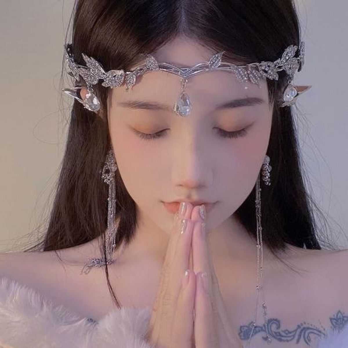 GENERICO - Diadema Tiara corona princesa elfos cristales brillantes