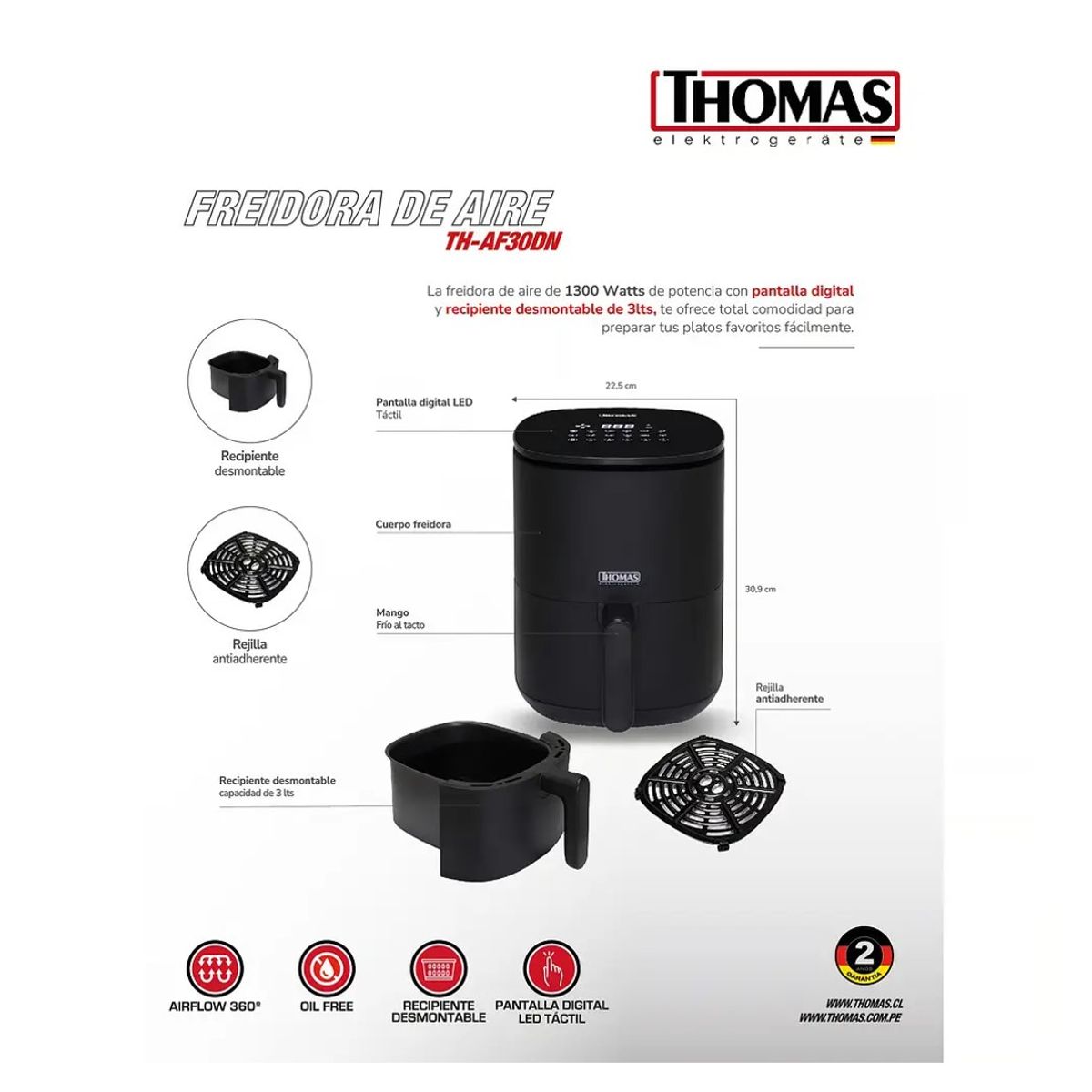 THOMAS - Freidora de Aire THOMAS TH-AF30dn…