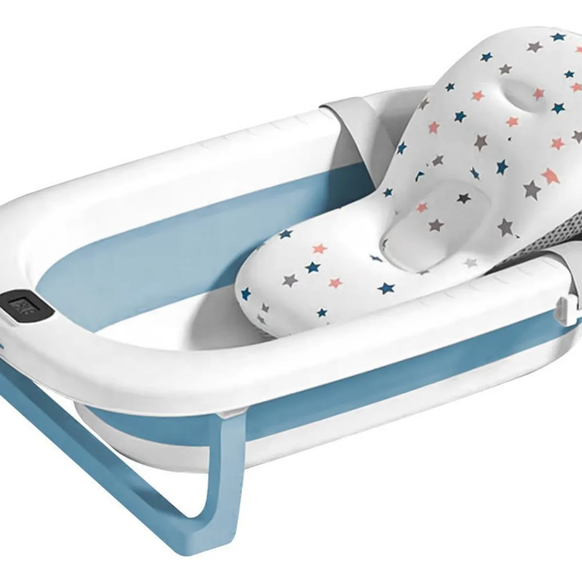 JAGIMA - Tina Bañera Plegable Bebé + Malla  + Termómetro - Jagima - Celeste