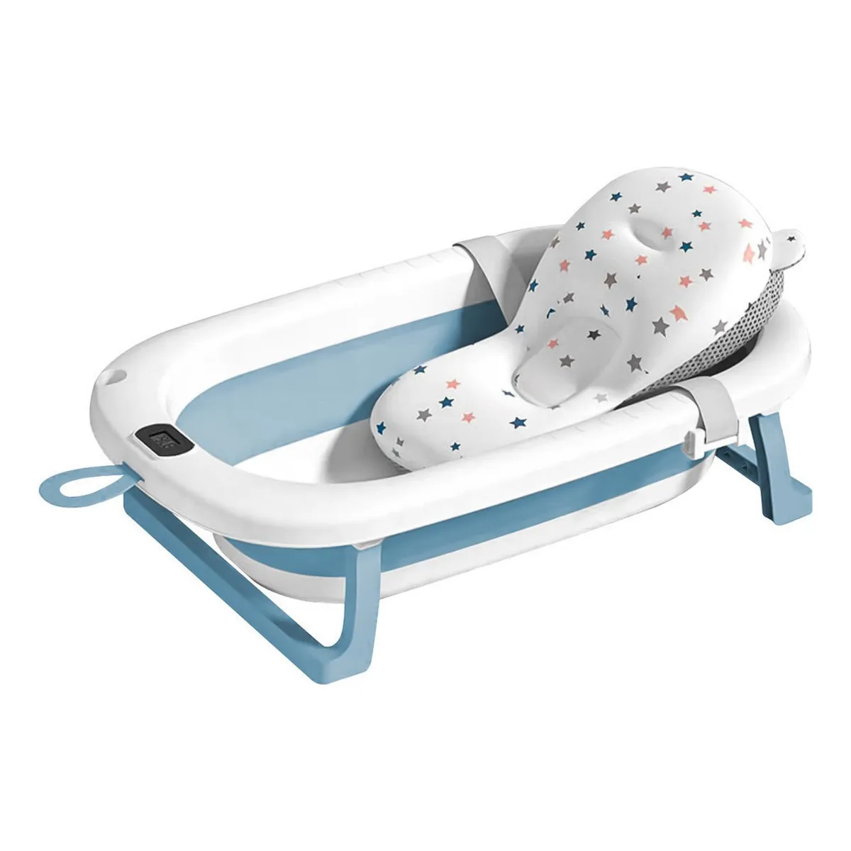 JAGIMA - Tina Bañera Plegable Bebé + Malla  + Termómetro - Jagima - Celeste