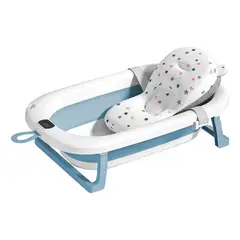 JAGIMA - Tina Bañera Plegable Bebé + Malla + Termómetro - - Celeste