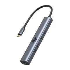 GENERICO - Hub LIONWEI USB-C 10Gbps 5 en 1 con 4 Puertos 100W Gris