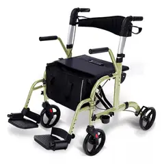 GENERICO - Andador 2 En 1 Plegable Silla De Ruedas Apoyabrazos 4 Ruedas