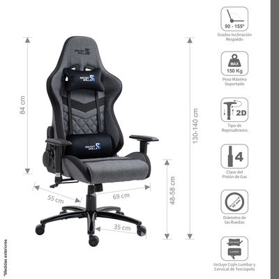 Imagen 2 del producto Silla Gamer Spy Gris Negro