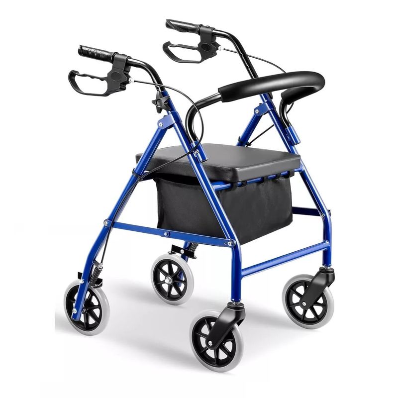 GENERICO - Andador 4 Ruedas Plegable Con Asiento Frenos Y Bolso Oneder 3003C