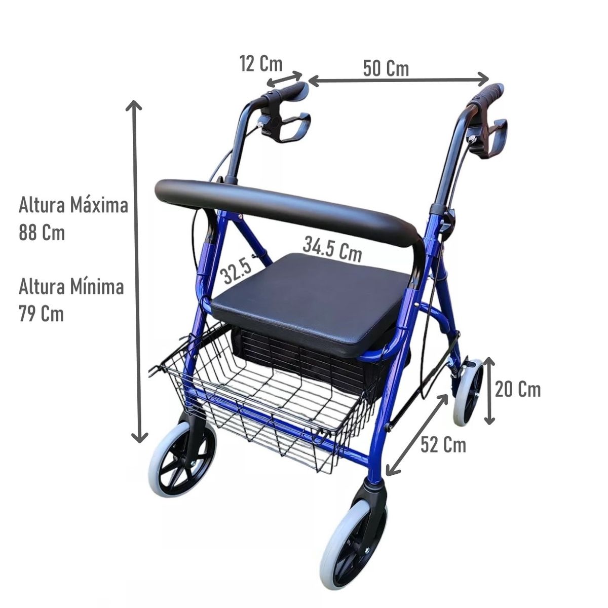 GENERICO - Andador Burrito Ortopedico 4 Ruedas Con Bolso Y Canasto 3004B