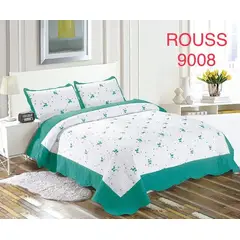 GENERICO - Cobertor Tipo Quilt de Verano / Cubrecamas 2 Plazas Bordado Turquesa