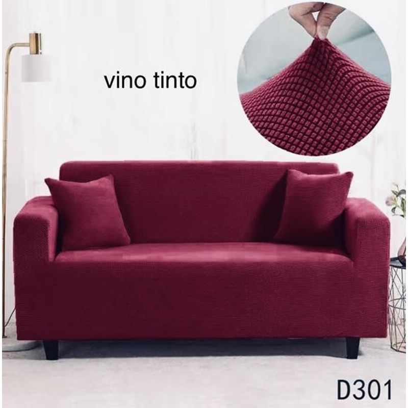 ANGELES DEL HOGAR - Fundas Para Sofa Cubresillones Texturisado cuadrille 3 cuerpos Burdeos