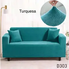 ANGELES DEL HOGAR - Fundas Para Sofa Cubresillones Texturisado cuadrille 4 cuerpos Turquesa