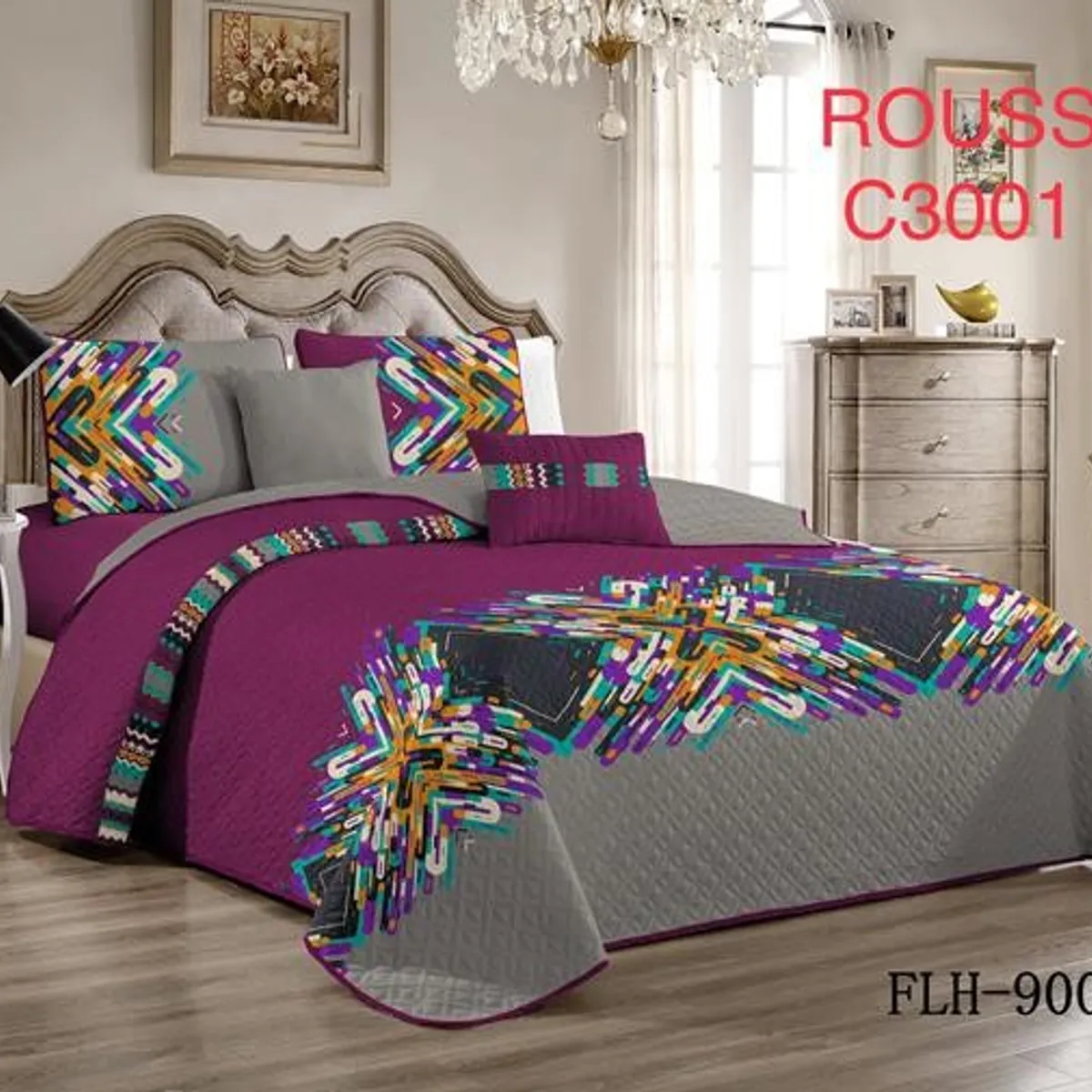 GENERICO - Cobertor tipo Quilts de Verano King - Cubrecamas Morado 3001