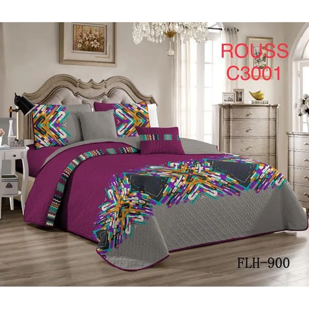 GENERICO - Cobertor tipo Quilts de Verano King - Cubrecamas Morado 3001