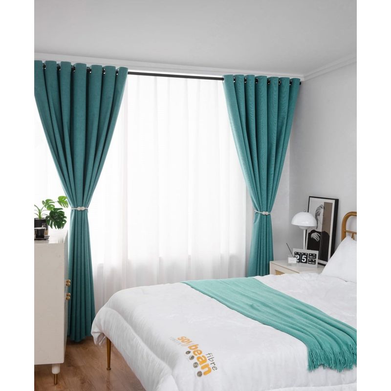 ANGELES DEL HOGAR - Cortina Blackout 2 Paños medias 140 cm x  230 cm Turquesa