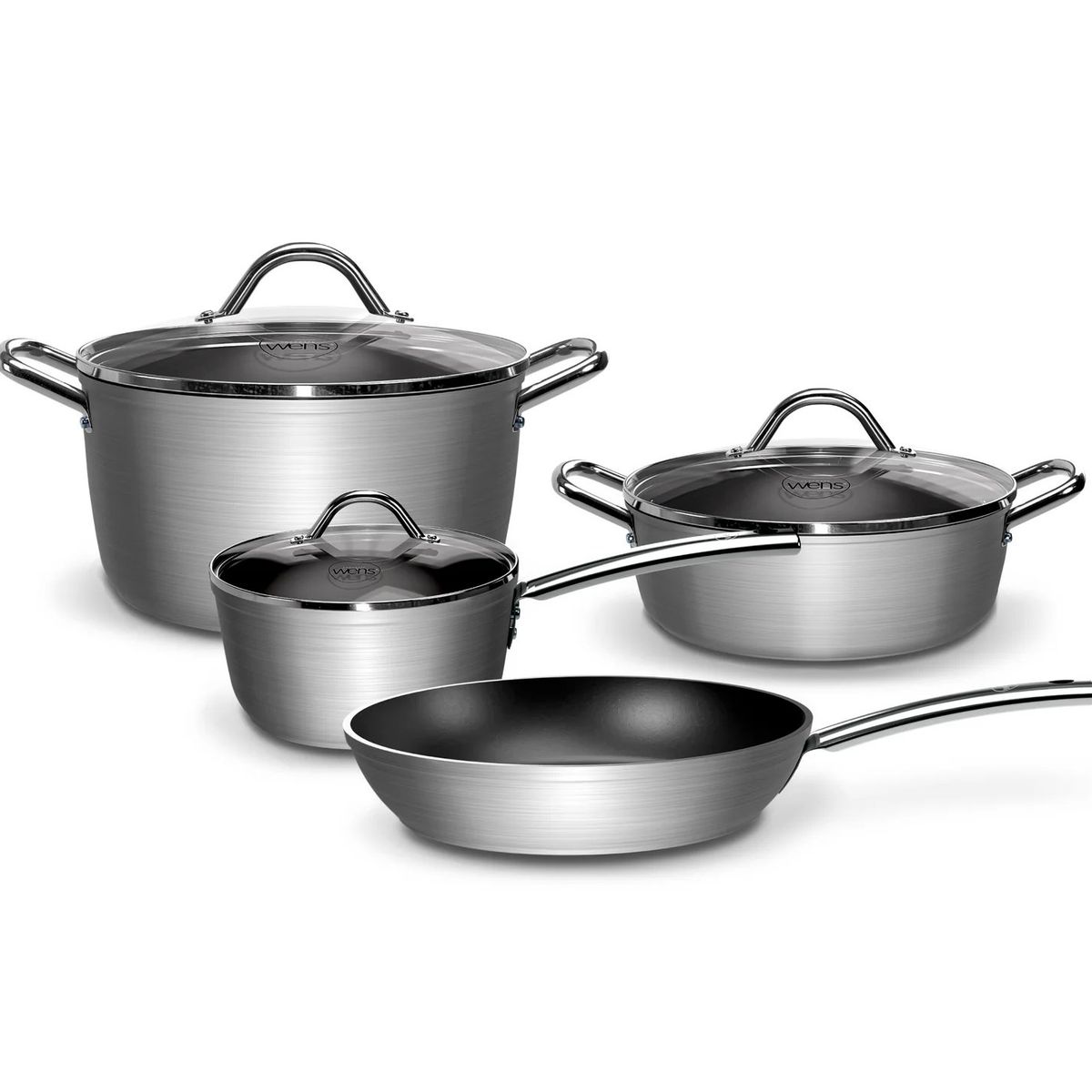 WENS - BATERÍA DE COCINA 7 PIEZAS ALUMINIO FORJADO HARD ANODIZED