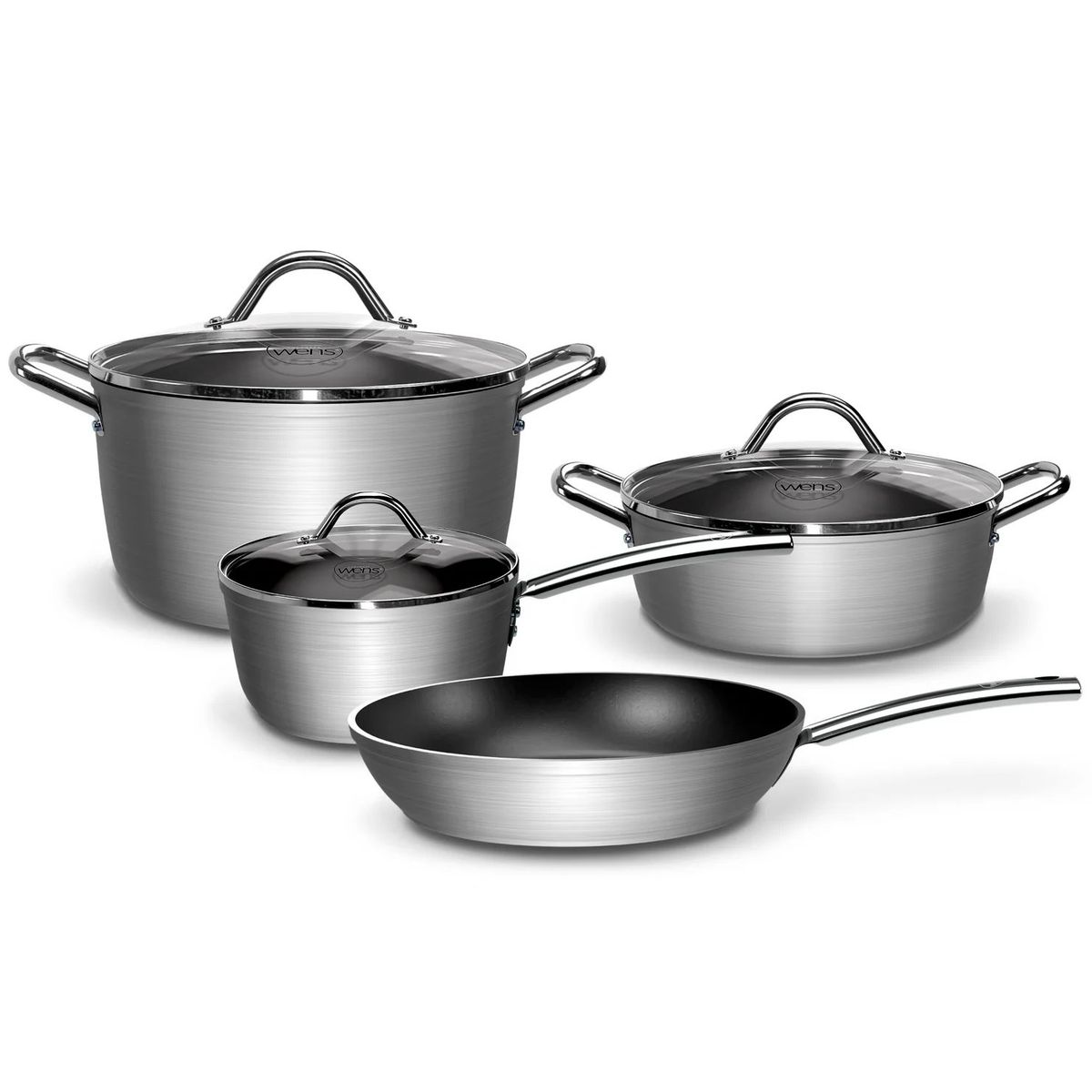 WENS - BATERÍA DE COCINA 7 PIEZAS ALUMINIO FORJADO HARD ANODIZED