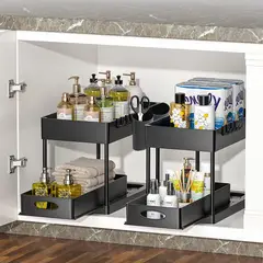VIDITA - Estante Organizador 2 Niveles Cajones Ganchos Repisas Cocina Baño