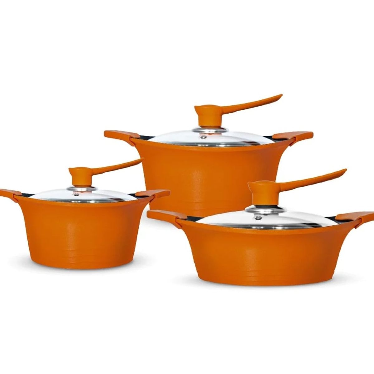 BOHLIER - BATERÍA DE COCINA 6 PIEZAS ALUMINIO FUNDIDO NARANJA