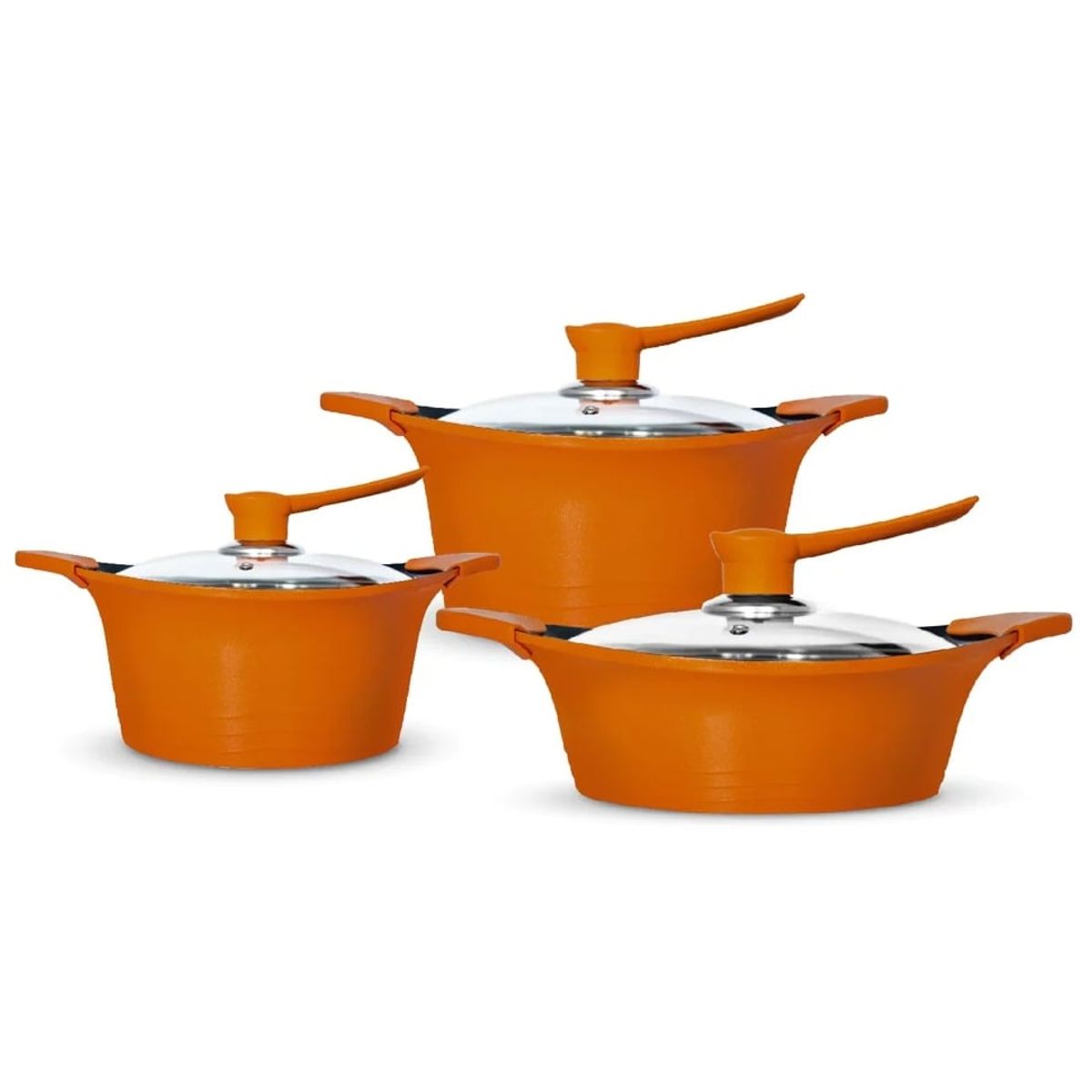 BOHLIER - BATERÍA DE COCINA 6 PIEZAS ALUMINIO FUNDIDO NARANJA