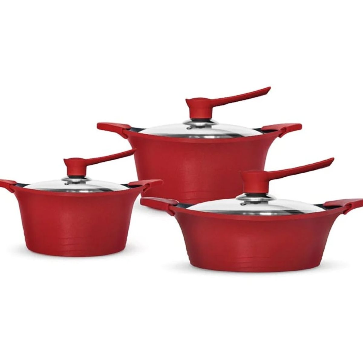 BOHLIER - BATERÍA DE COCINA 6 PIEZAS ALUMINIO FUNDIDO ROJA