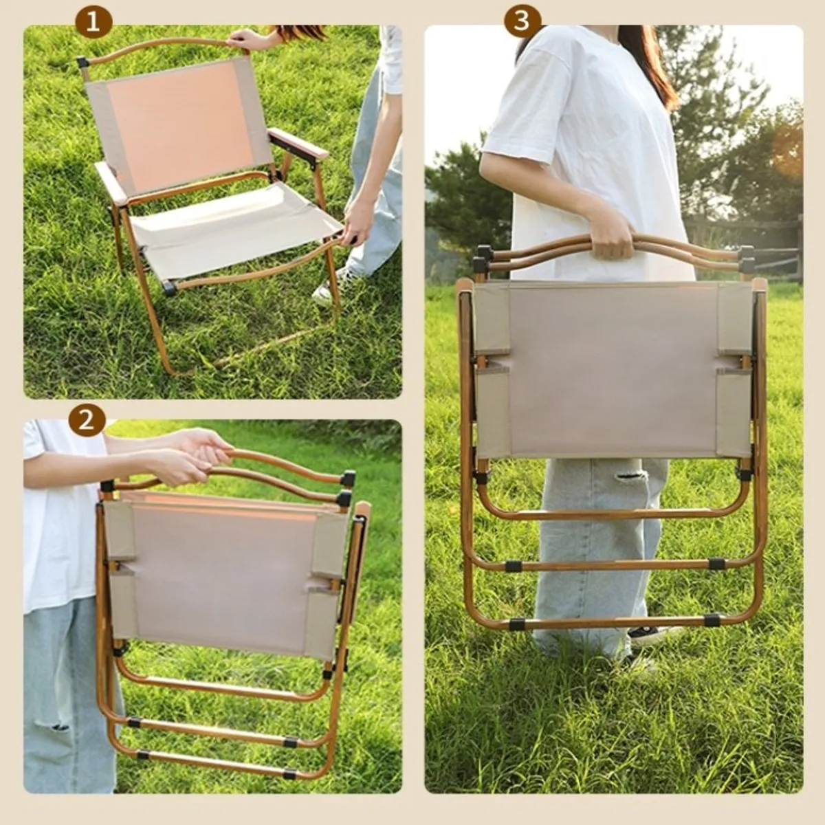 VIDITA - Silla de Camping Plegable Portátil Gran Tamaño Silla de Playa Exterior