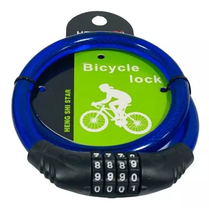 GENERICO - Candado Para Bicicleta Con Clave De Seguridad 4 Dígitos Azul