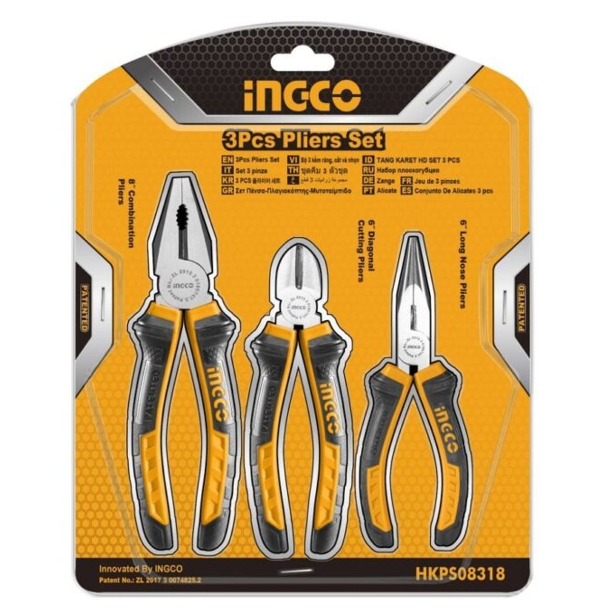 INGCO - Set 3 Pinzas  Alicates Punta Fina