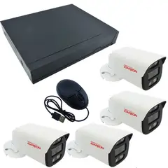 OEM - KIT COMPLETO NVR POE Y 4 CAMARAS DE METAL CON CABLE TRANSFORMADOR Y MOUSE