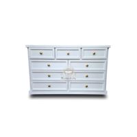 COMODA MADERA 9 CAJONES BLANCA Y DORADO