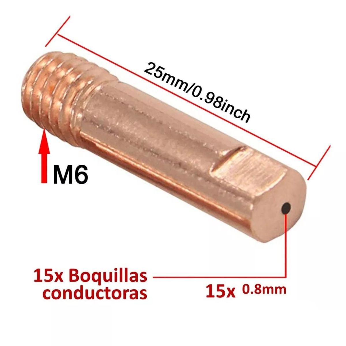 KUANGYE - Set 25 Pcs Punta Boquilla 0.8 Contacto Soldadura Mig Mag