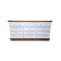 GRAN CÓMODA MADERA DE 13 CAJONES DE 2 METROS BLANCA Y NOGAL