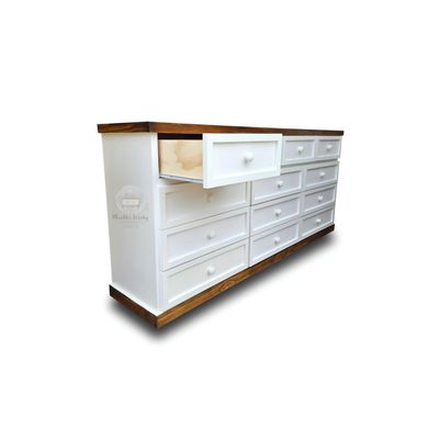 Imagen 2 del producto GRAN CÓMODA MADERA DE 13 CAJONES DE 2 METROS BLANCA Y NOGAL