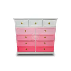 RUSTIC STYLE - COMODA DE 11 CAJONES BLANCA Y ROSA