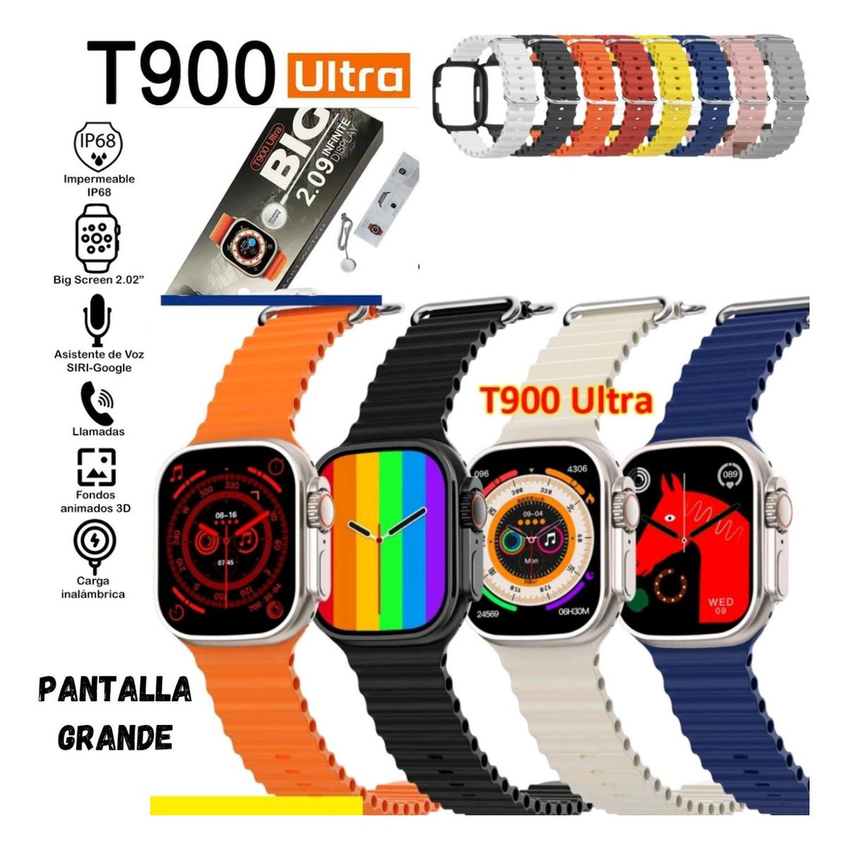 UNIVERSAL - Reloj Smartwatch T900 Ultra Blanco + Correa + Protector 49mm