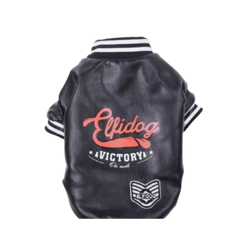 GENERICO - Chaqueta de Cuero PU Negro para perros TL