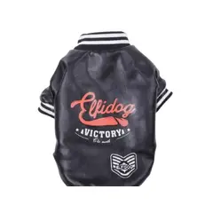 GENERICO - Chaqueta de Cuero PU Negro para perros TL