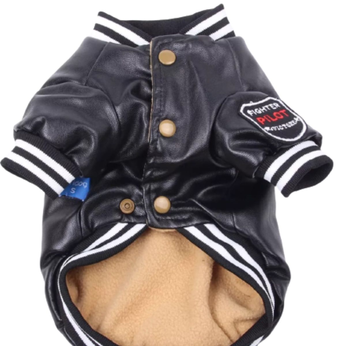 GENERICO - Chaqueta de Cuero PU Negro para perros TL