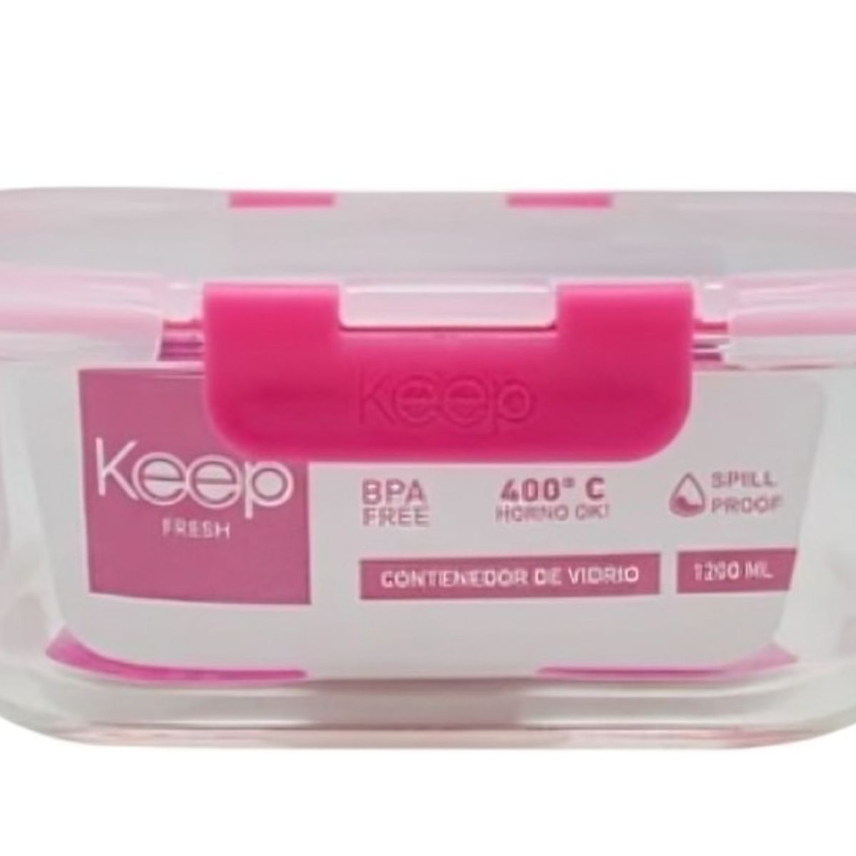 KEEP - HERMETICO CUADRADO 2200ML GLASS KEEP FUCSIA