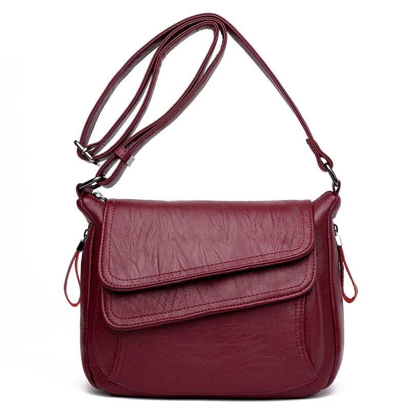 DANWEILE - Señoras Bolsa de hombro de cuero suave Crossbody Mochila-Blanco