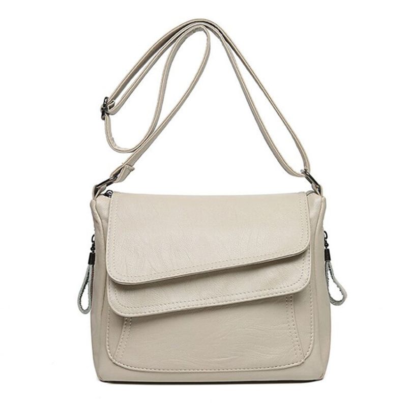 DANWEILE - Señoras Bolsa de hombro de cuero suave Crossbody Mochila-Blanco