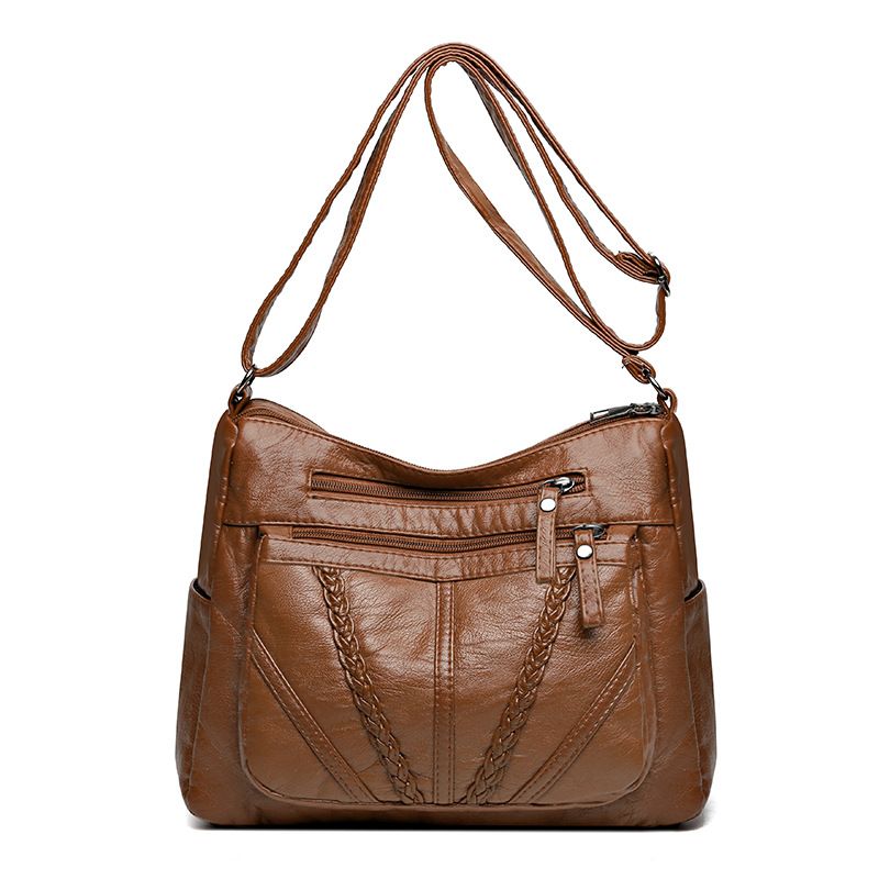 DANWEILE - Bolso bandolera de piel suave Mochila-Negro