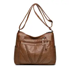 DANWEILE - Bolso bandolera de piel suave Mochila-Negro