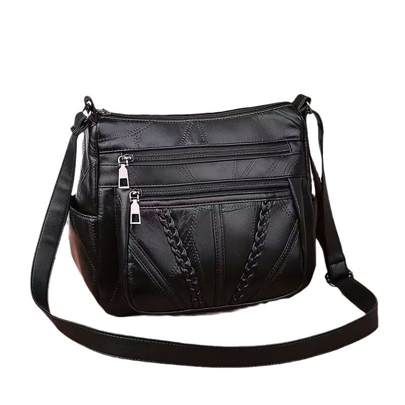 DANWEILE - Bolso bandolera de piel suave Mochila-Negro