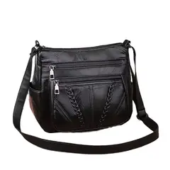 DANWEILE - Bolso bandolera de piel suave Mochila-Negro
