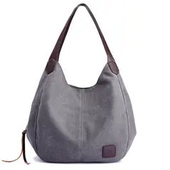 DANWEILE - Bolso de lona Bolso de hombro de gran capacidad Tres bolsillos Mochila