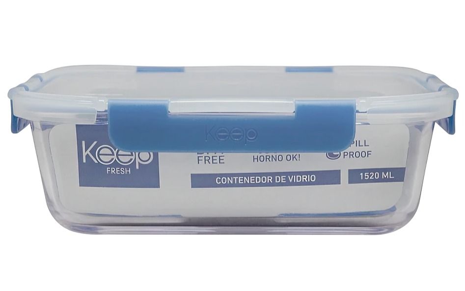 HERMETICO RECTANGULAR 1520ML GLASS AZUL