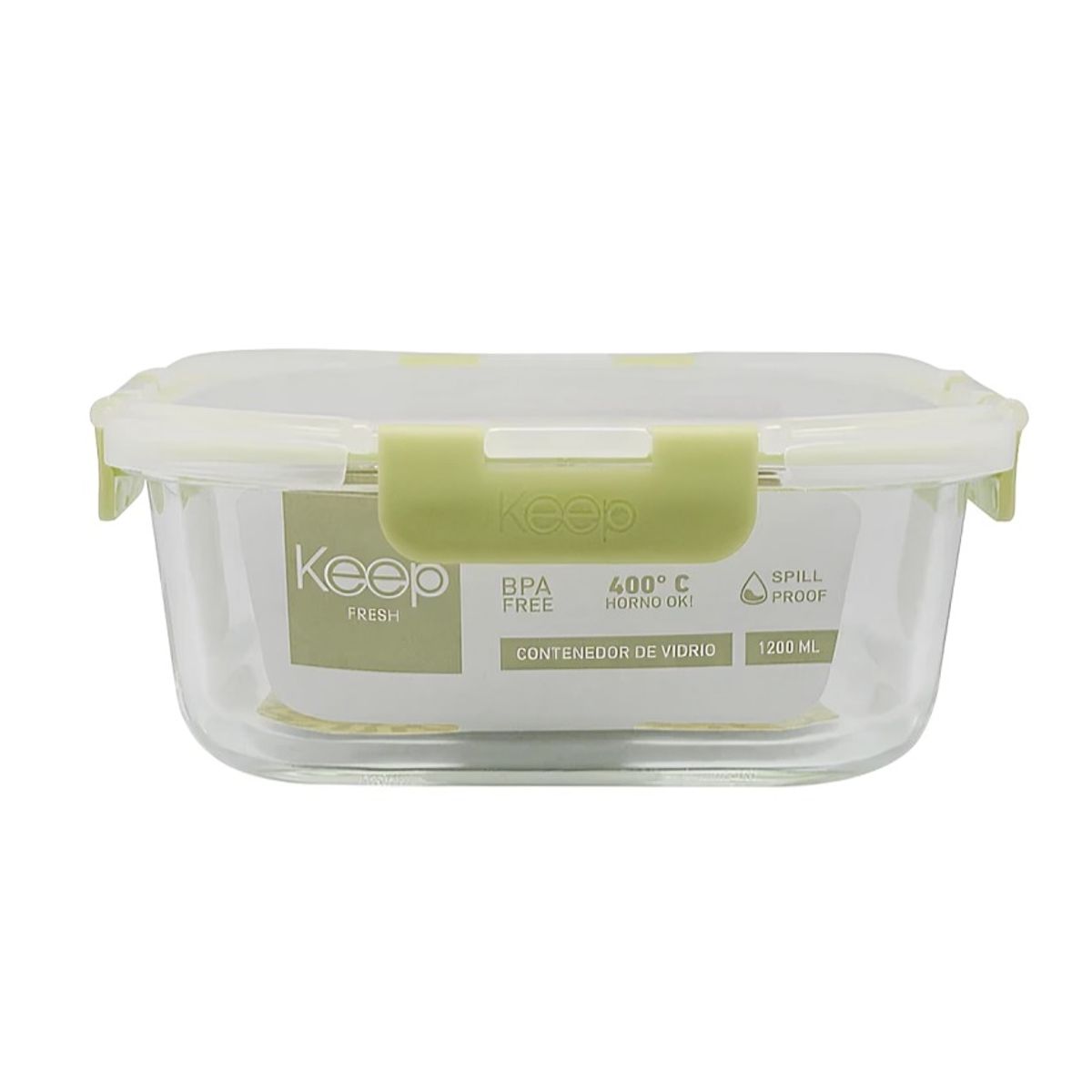 KEEP - HERMETICO CUADRADO 1200ML GLASS KEEP VERDE