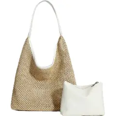DANWEILE - Mochila Vintage Paja Bolsa de hombro-Marrón