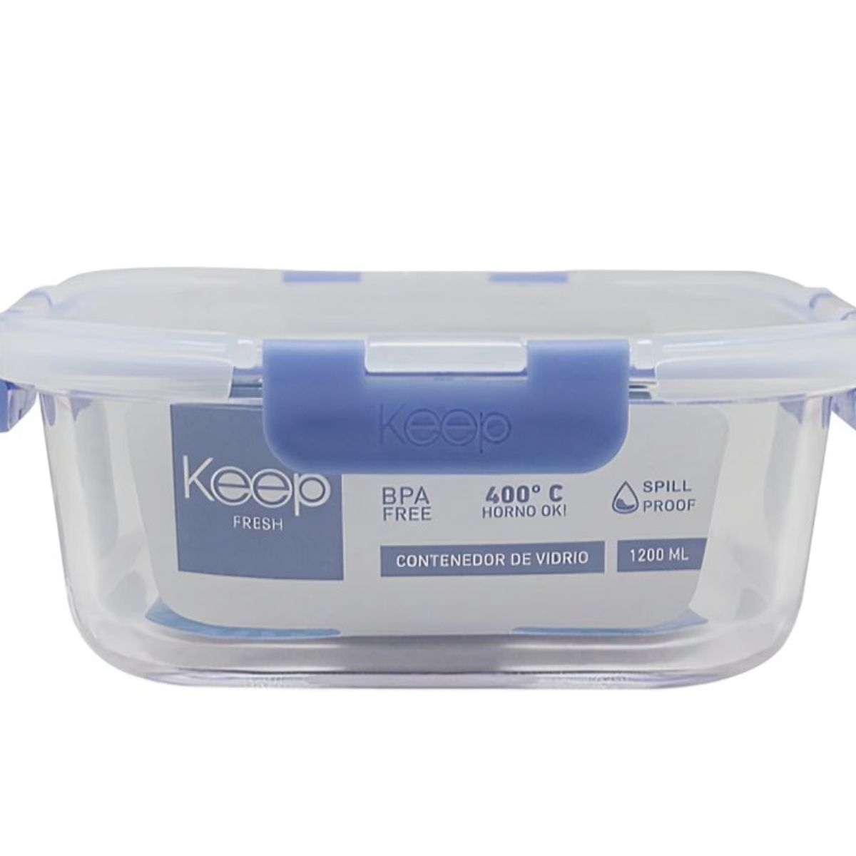 KEEP - HERMETICO CUADRADO 1200ML GLASS KEEP AZUL