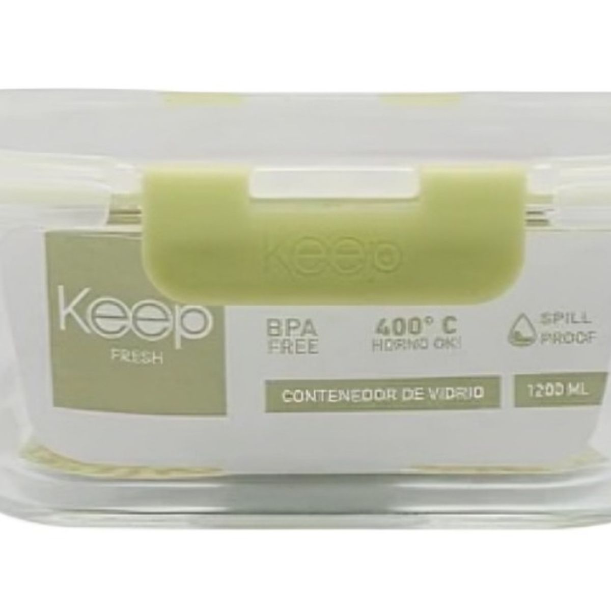 KEEP - HERMETICO CUADRADO 2200ML GLASS KEEP VERDE
