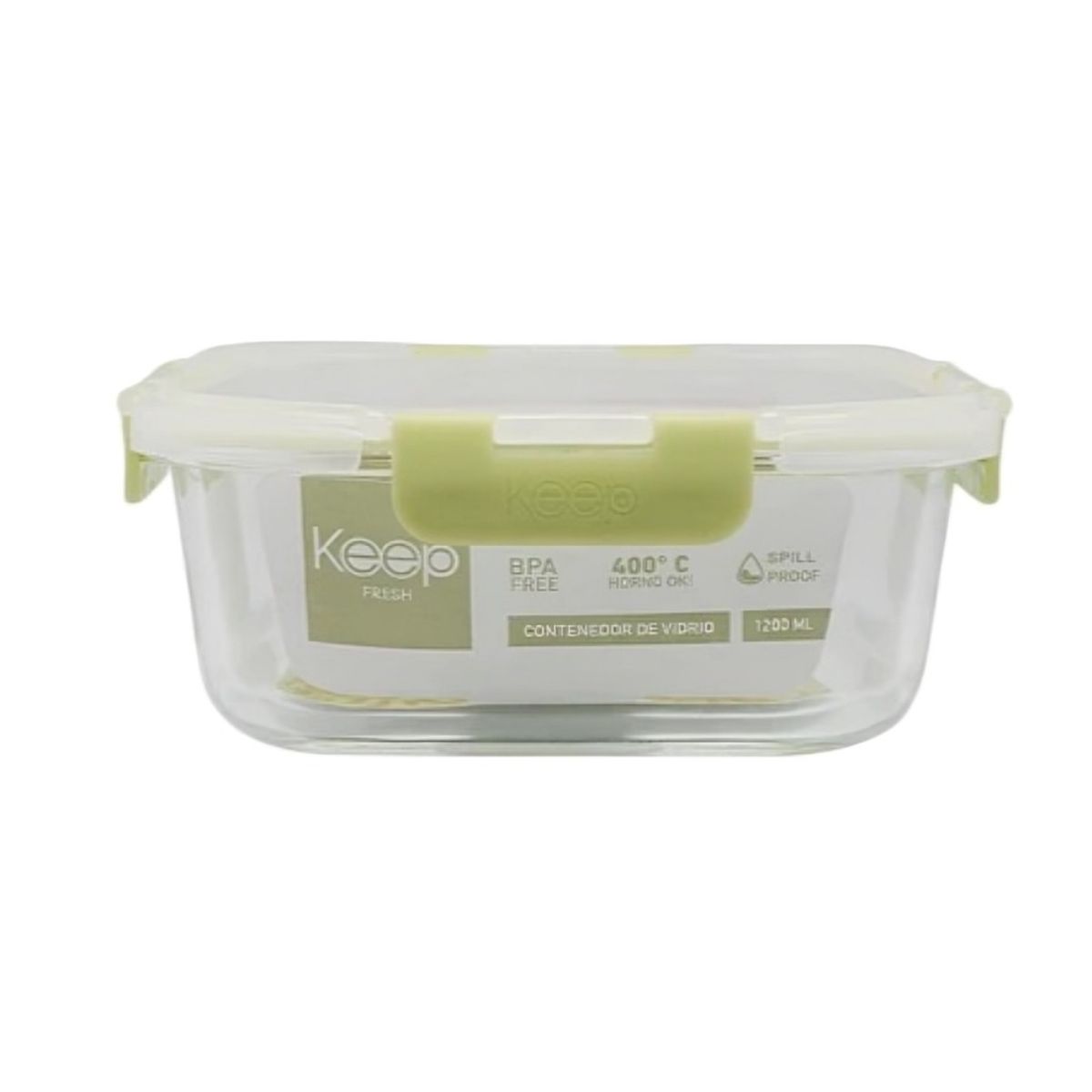 KEEP - HERMETICO CUADRADO 2200ML GLASS KEEP VERDE