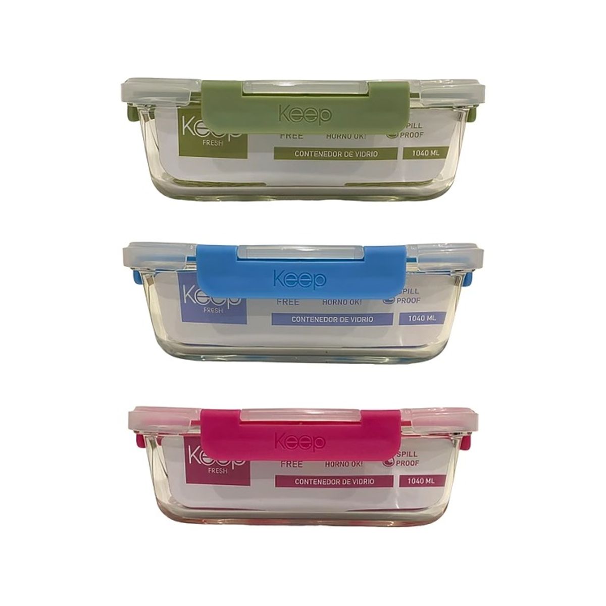 KEEP - HERMETICO RECTANGULAR 640ML GLASS KEEP AZUL